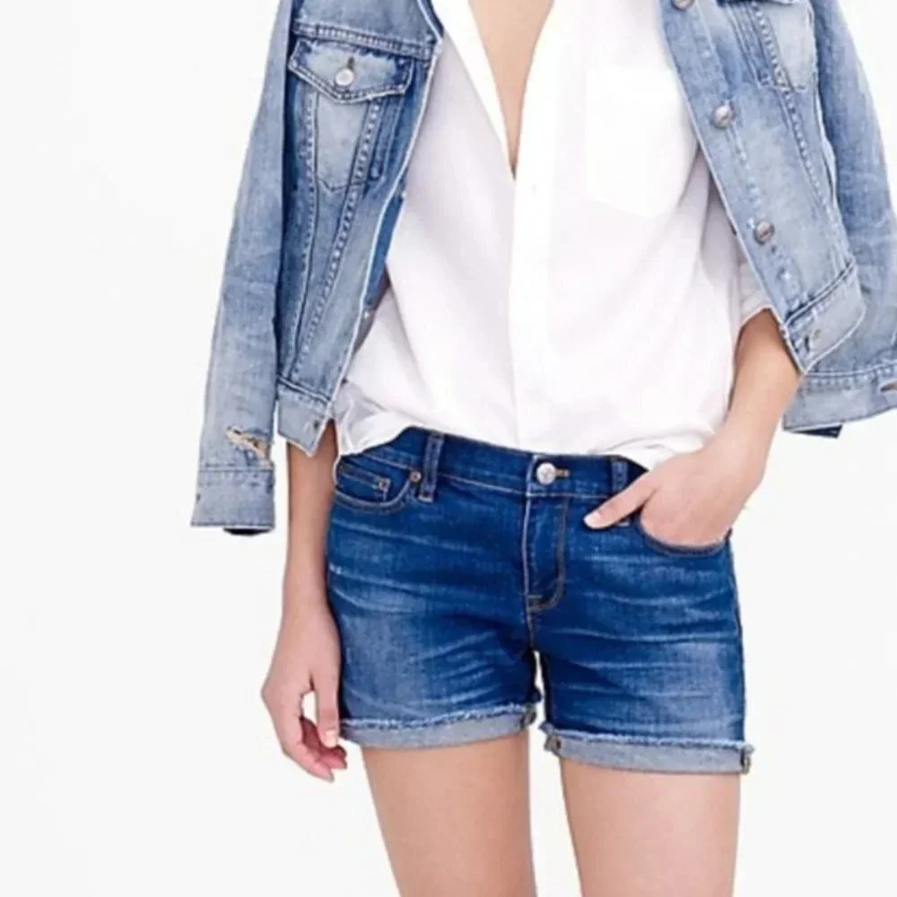 J.CREW | INDIGO DENIM CUT OFF DARK WASH JEANS